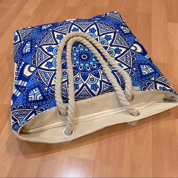Blue Mandala Canvas Tote Shoulder Bag from GREECE - Picture 7 of 10